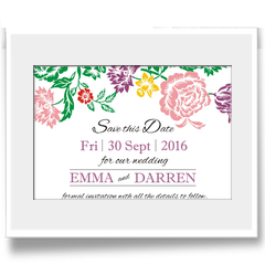 Colourful floral Save the Date card